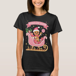 Christmas Candy Sleigh Girl Gingerbread Holiday T-Shirt