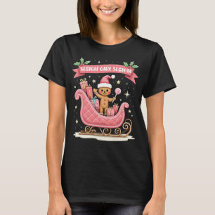 Christmas Candy Sleigh Girl Gingerbread Holiday T-Shirt