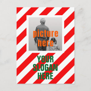 CHRISTMAS CANDY ZURÜCK ROT WEISS PERSONALISIERT POSTKARTE