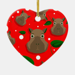 christmas capybara keramik ornament