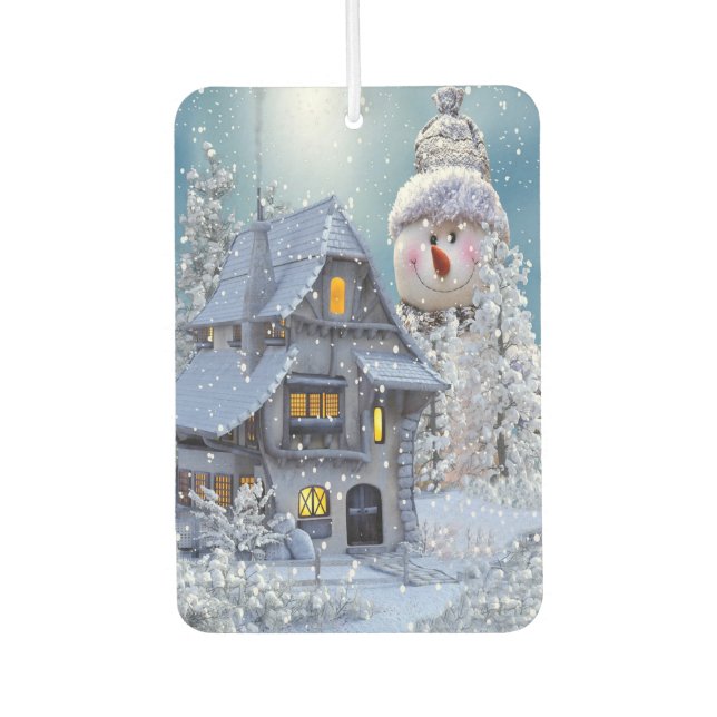 Christmas Car Decoration Winter White Snowman Blue Autolufterfrischer (Vorderseite)