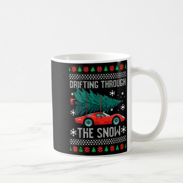 Christmas Car Drifting Through Snow Ugly Xmas Men  Kaffeetasse (Rechts)