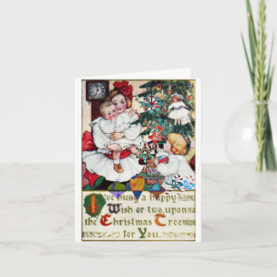 Christmas Card Antique Christmas Card Girls Dolls Feiertagskarte