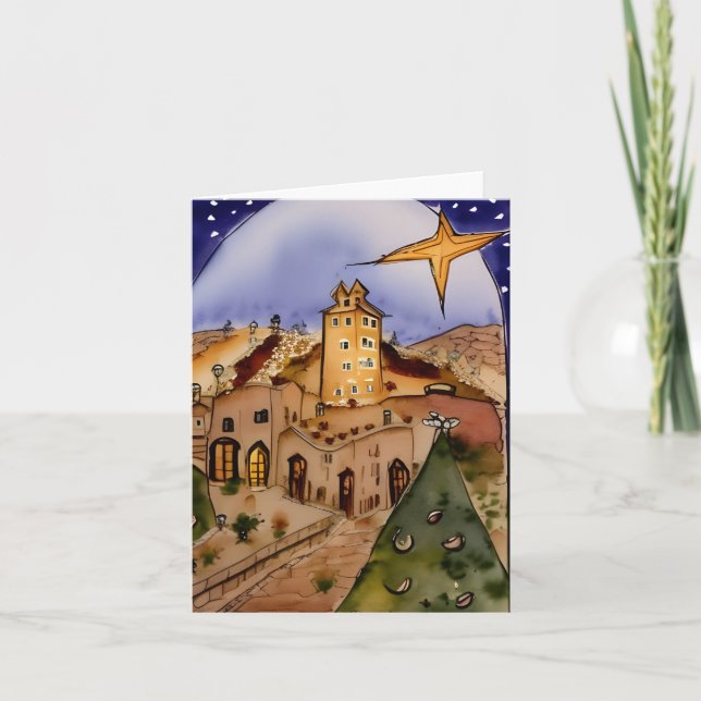 Christmas Card Best Wishes Bethlehem  Feiertagskarte (Vorderseite)