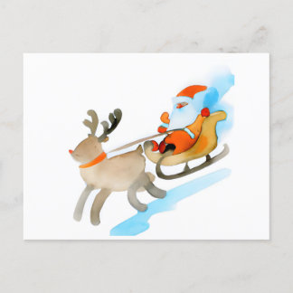Christmas Card Best Wishes Santa Claus Rudolph Fe Postkarte