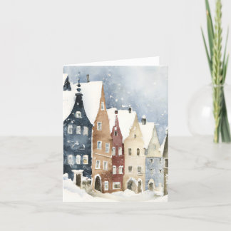 Christmas Card Best Wishes Winter Town Snow Feiert Feiertagskarte