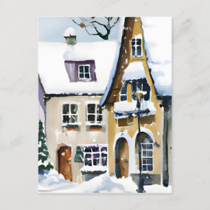 Christmas Card Best Wishes Winter Town Snow Feiert Postkarte