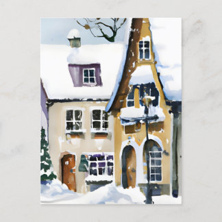 Christmas Card Best Wishes Winter Town Snow Feiert Postkarte