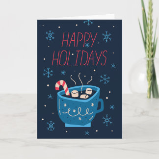 Christmas Card Cup of Cocoa with Candy Cane Feiertagskarte