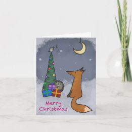 Christmas card, fox and friends, folding feiertagskarte
