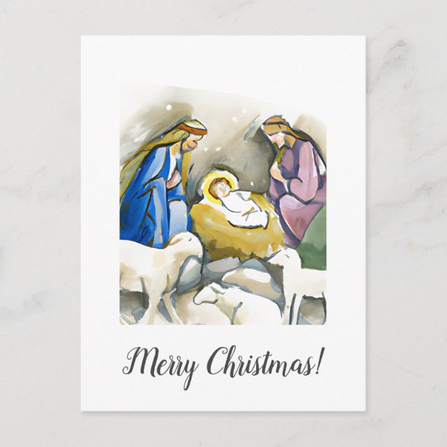 Christmas Card Merry Christmas Wishes Bethlehem  F Postkarte (Vorderseite)