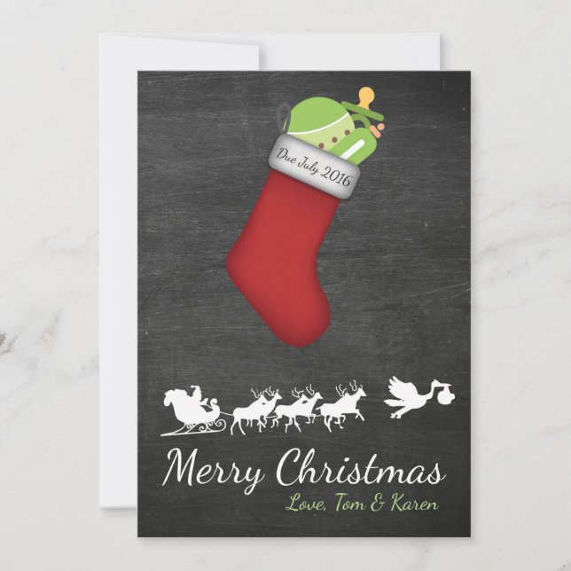 Christmas Card Pregnancy Announcement Chalkboard Feiertagskarte (Vorderseite)