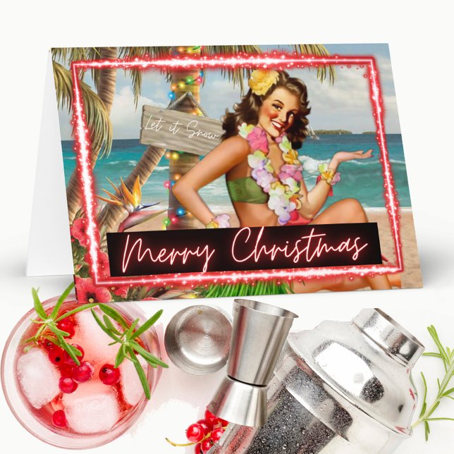 Christmas Card - Retro - Tropical - "Let It Snow" Karte (Von Creator hochgeladen)
