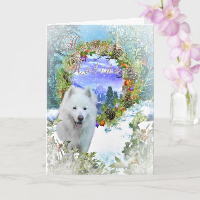 CHRISTMAS Card Samoyed HAPPY URLAS Karte (Orchidee)