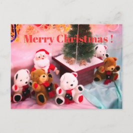 Christmas card:Santa's stuffed & bear stuffed Feiertagspostkarte