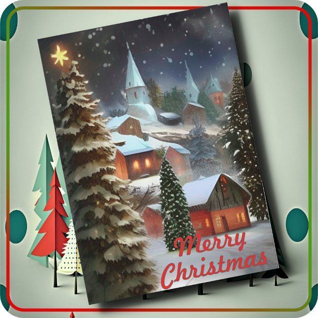 CHRISTMAS CARD - Snow-covered Christmas Village Karte (Von Creator hochgeladen)