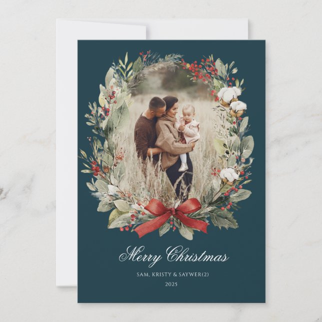 Christmas Card  Watercolor botanical floral  Einladung (Vorderseite)