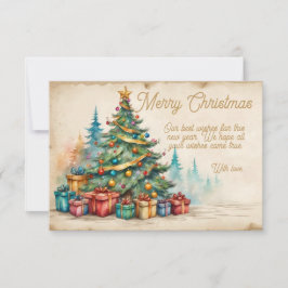 Christmas Card With Decorated Tree and Gifts Karte