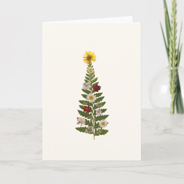 Christmas Card with Pressed Flower Tree Karte (Vorderseite)