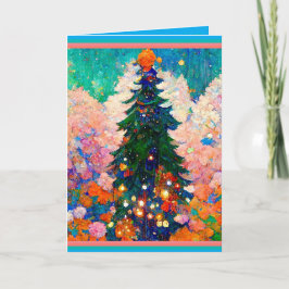 Christmas Card with Tree, Klimt style, Colorful . Karte