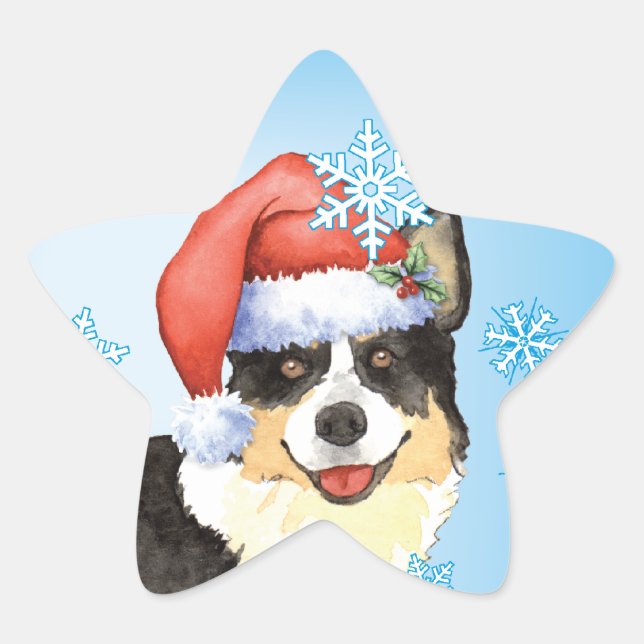 Christmas Cardigan Welsh Corgi Stern-Aufkleber (Vorderseite)