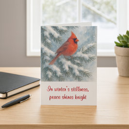 Christmas Cardinal in Fir Tree Holiday Card Feiertagskarte