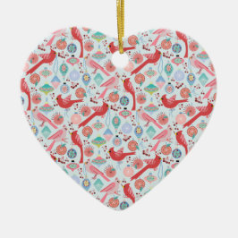 Christmas Cardinals Midcentury Modern Keramik Ornament