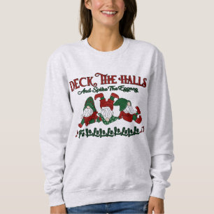 Christmas Carol Eggnog Gnomes Deck Sweatshirt