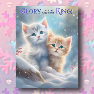 Christmas Carol Kittens Süße Tier Christlich Feiertagspostkarte