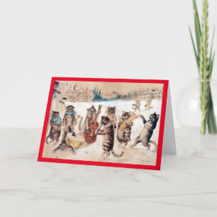 Christmas Carol Singing, Louis Wain Card Karte