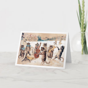 Christmas Carol Singing, Louis Wain Card Karte