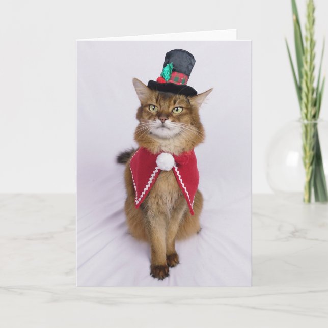 Christmas Caroler Somali Cat Karte (Vorderseite)