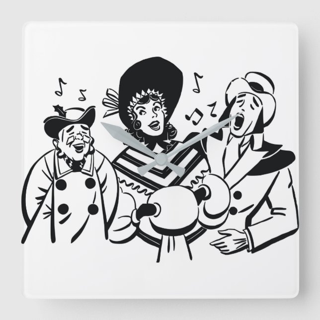 **CHRISTMAS CAROLERS** SQUARE WANDSCHALTER QUADRATISCHE WANDUHR (Vorderseite)