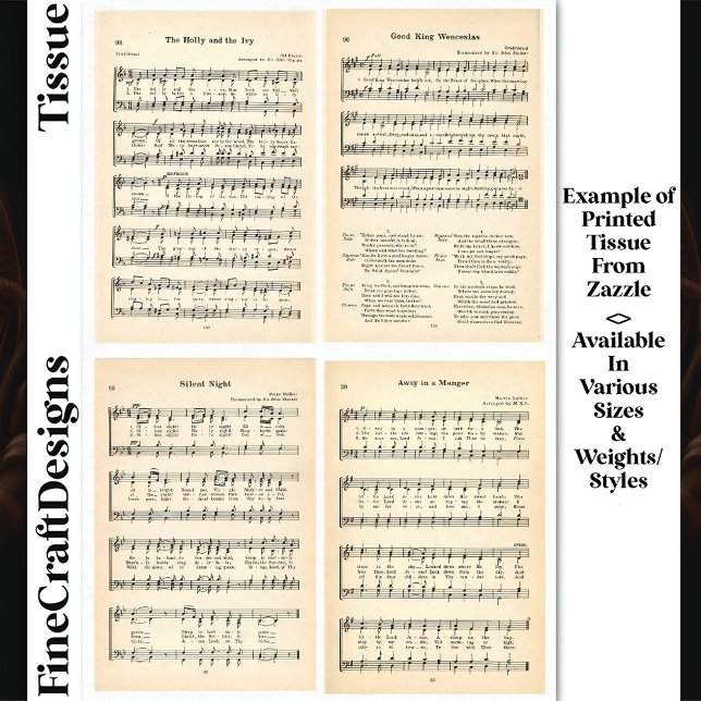 Christmas Carols Hymns Sheet Music DV1 Decoupage Seidenpapier (Von Creator hochgeladen)
