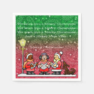 Christmas Carols Red und Green Party Napkins Serviette