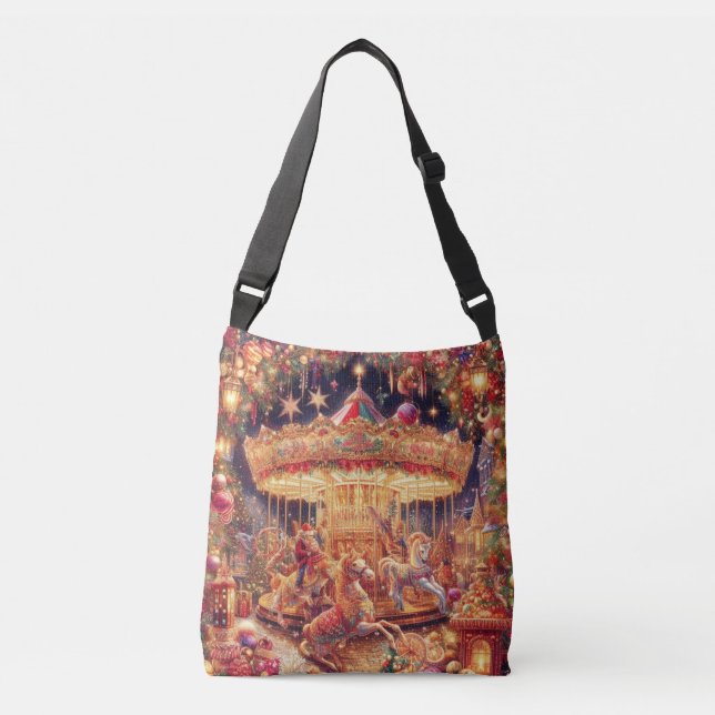 'Christmas Carousel Joy' Tote Bag Tragetaschen Mit Langen Trägern (Vorderseite)