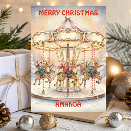 Christmas Carousel Magic Kids Card Feiertagskarte