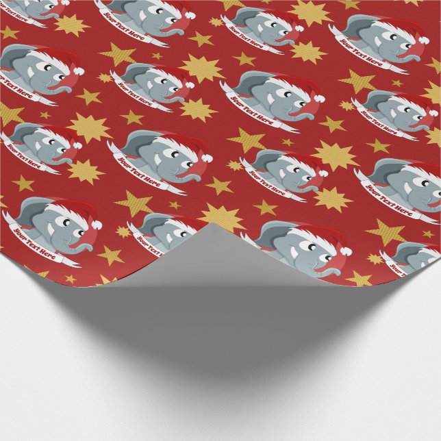 Christmas cartoon with a cute elephant wrapping pa geschenkpapier (Ecke)