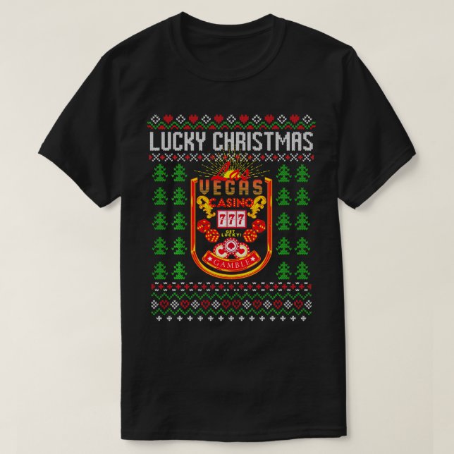 Christmas Casino Poker Gambling Las Vegas Ugly Xma T-Shirt (Design vorne)