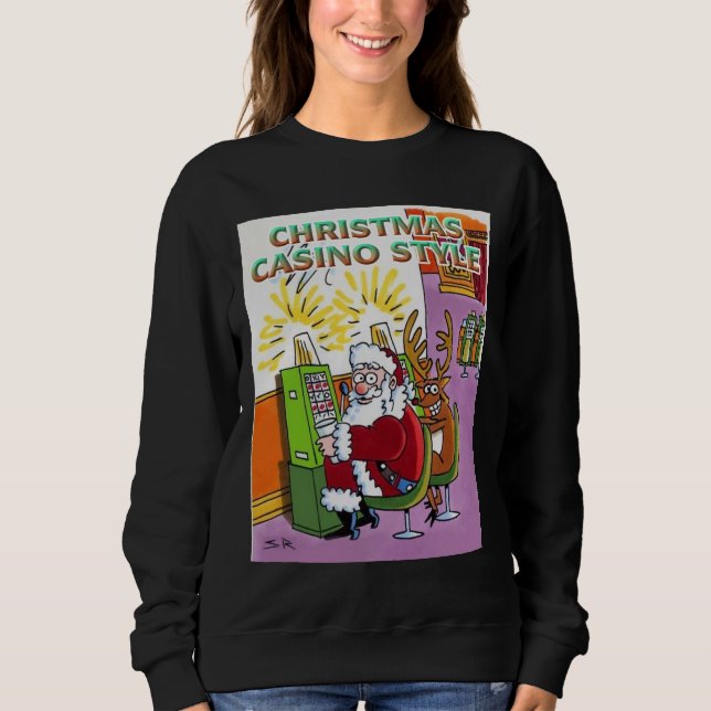 Christmas Casino Style Women Black Sweatshirt (Vorderseite)