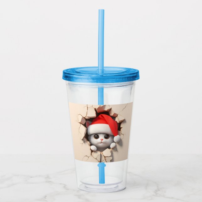 Christmas Cat 3D Acryltrinkbecher (Vorderseite)