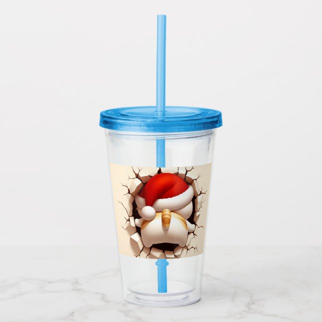 Christmas Cat 3D Acryltrinkbecher (Vorderseite)