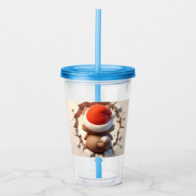 Christmas Cat 3D Acryltrinkbecher (Vorderseite)