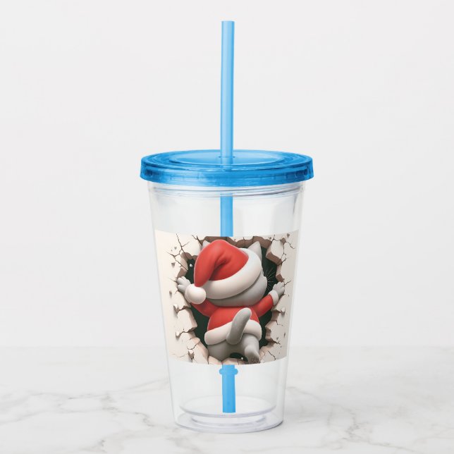 Christmas Cat 3D Acryltrinkbecher (Vorderseite)