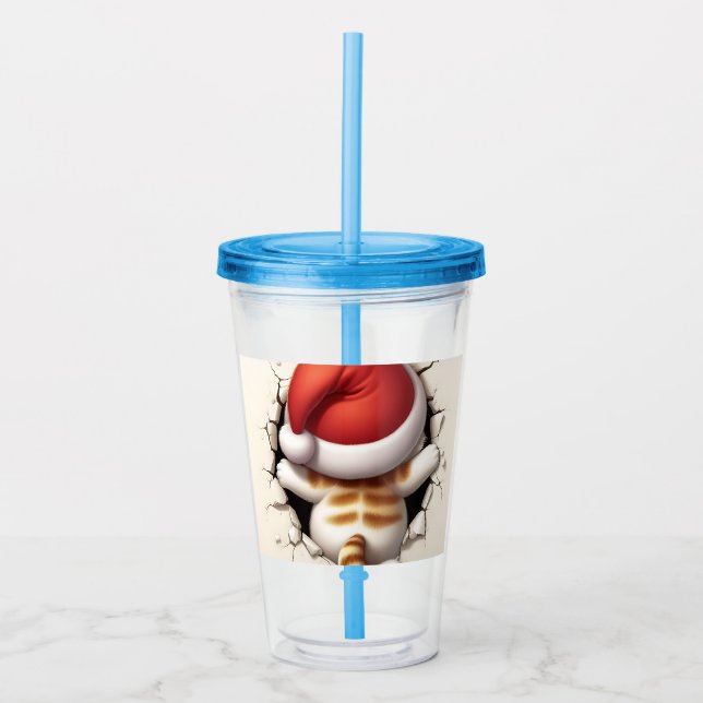 Christmas Cat 3D Acryltrinkbecher (Vorderseite)