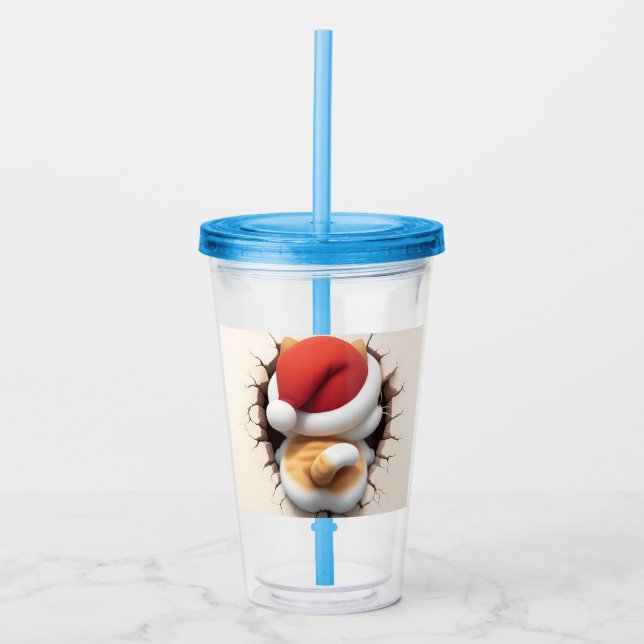 Christmas Cat 3D Acryltrinkbecher (Vorderseite)