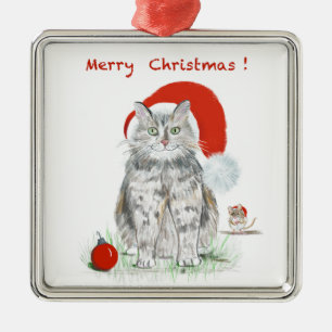 Christmas Cat and Mouse Tree Ornament Aus Metall