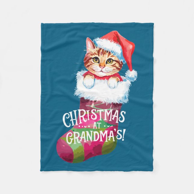 Christmas Cat _ Christmas At Grandma Cat _ Cute Ca Fleecedecke (Vorderseite)