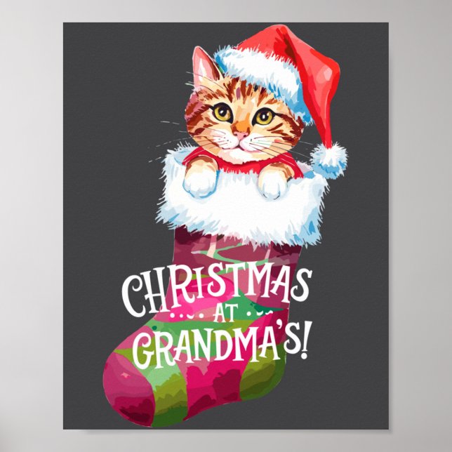 Christmas Cat _ Christmas At Grandma Cat _ Cute Ca Poster (Vorne)