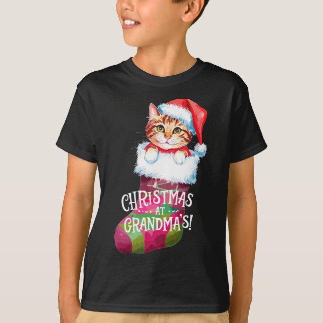 Christmas Cat _ Christmas At Grandma Cat _ Cute Ca T-Shirt (Vorderseite)